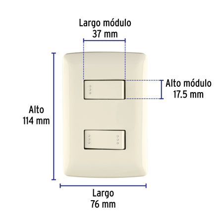 Placa armada 1 interruptor escalera, madera, línea Italiana