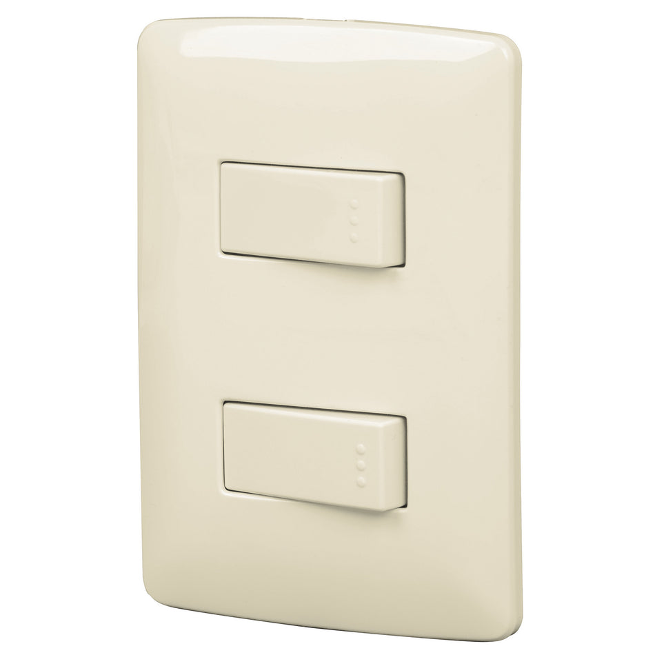 Placa armada 1 interruptor escalera plata, línea Italiana