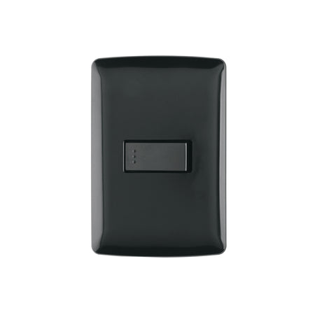 Placa armada 1 interruptor sencillo, negro, línea Italiana
