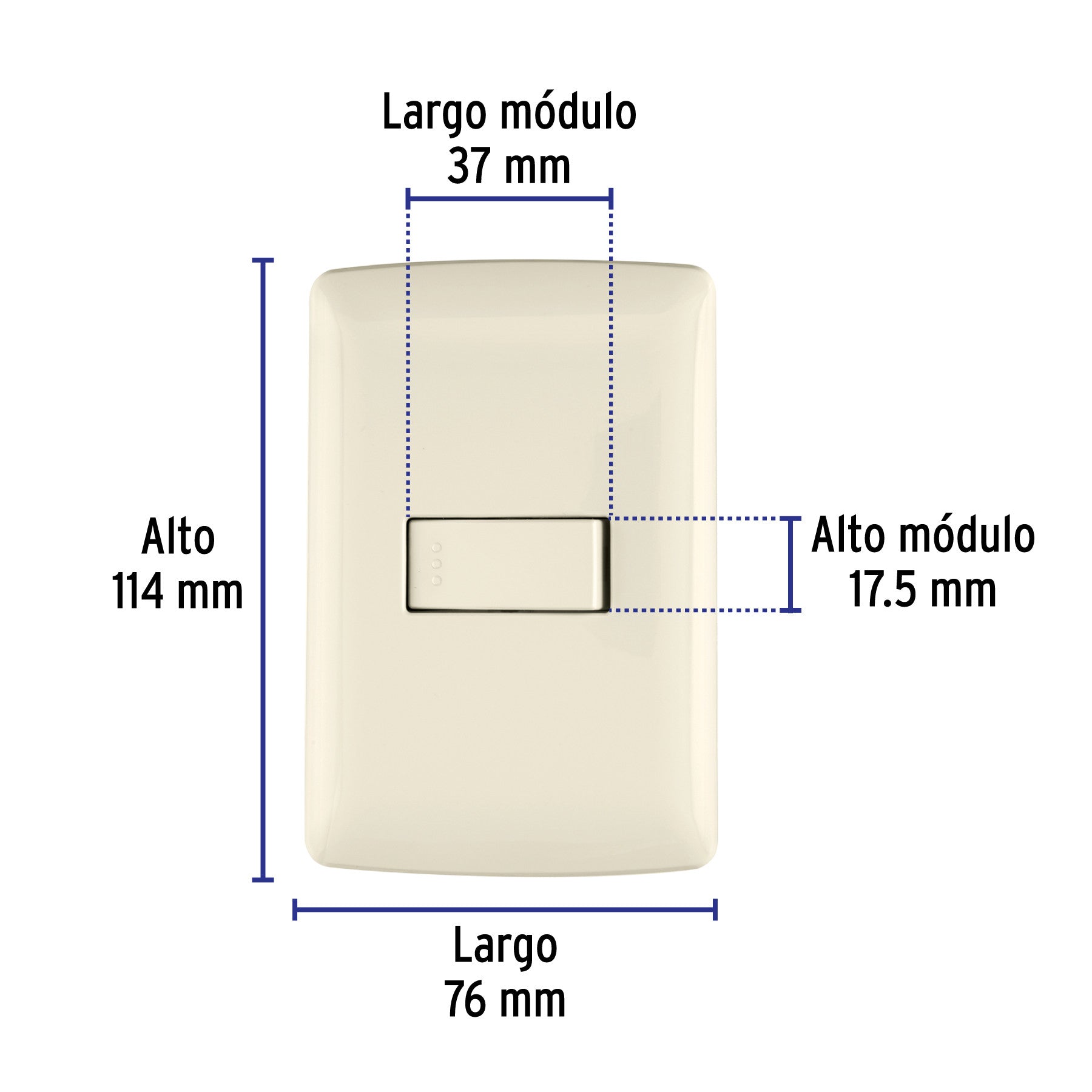 Placa armada 1 interruptor sencillo plata, línea Italiana