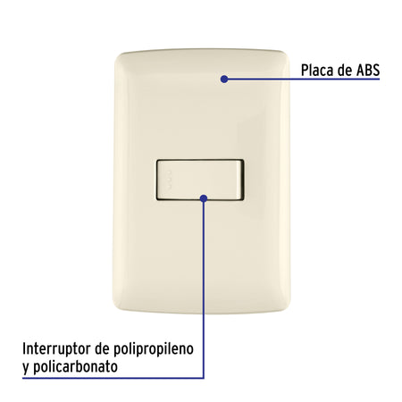 Placa armada 1 interruptor sencillo, marfil, línea Italiana