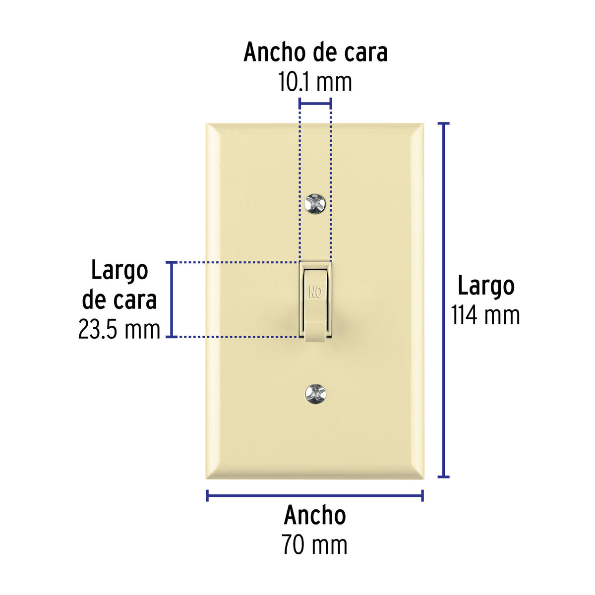 Placa armada interruptor sencillo, línea Standard, marfil