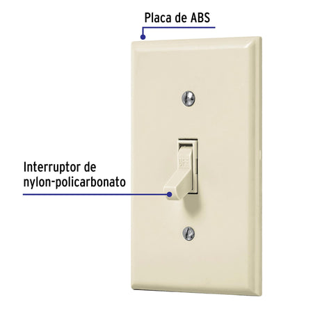 Interruptor vertical de palanca, Standard, marfil, Volteck