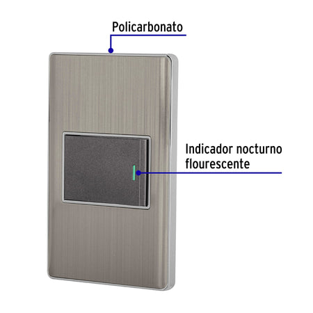 Placa armada acero 1 interruptor de 3 vias 1.5 mod Lisboa