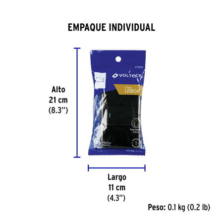 Placa armada negra 1 interruptor de 3 vías 1.5 mód, Lisboa