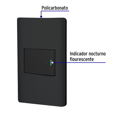 Placa armada negra 1 interruptor de 3 vías 1.5 mód, Lisboa