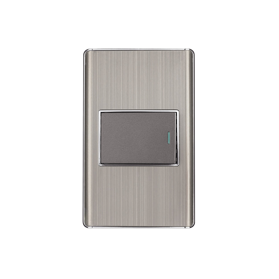 Placa armada acero inox 1 interruptor 1.5 módulos, Lisboa