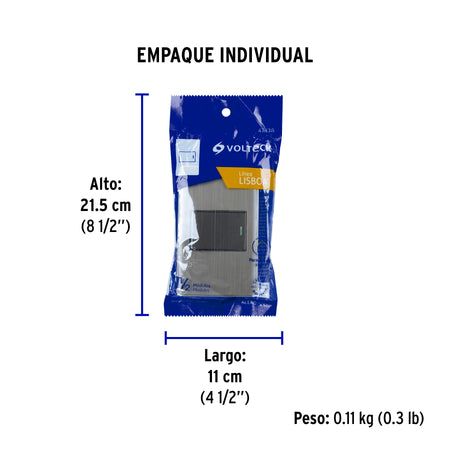 Placa armada acero inox 1 interruptor 1.5 módulos, Lisboa