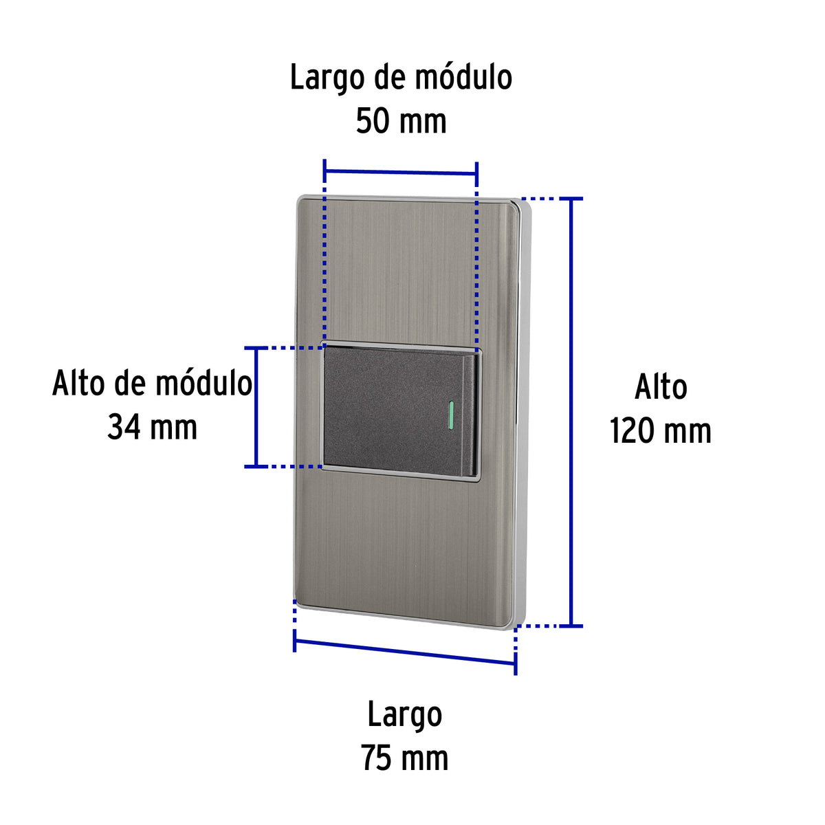 Placa armada acero inox 1 interruptor 1.5 módulos, Lisboa