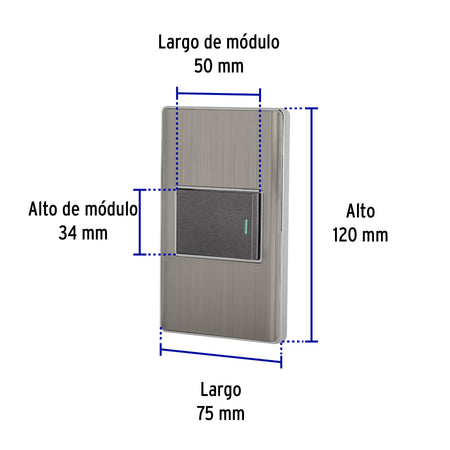 Placa armada acero inox 1 interruptor 1.5 módulos, Lisboa