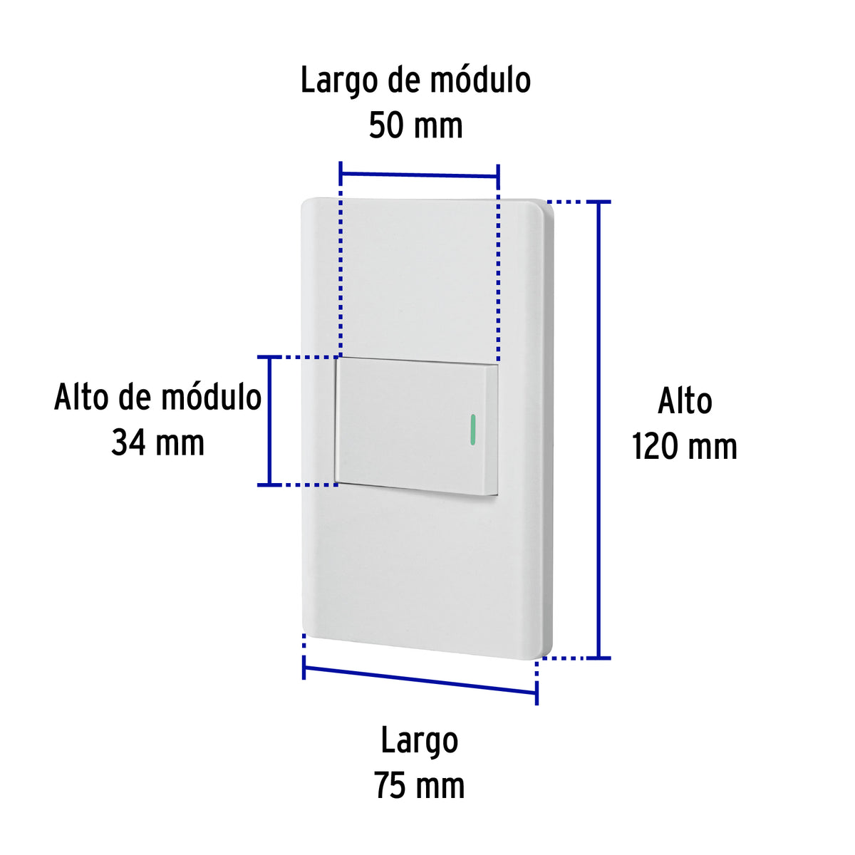 Placa armada blanca 1 interruptor 1.5 módulos, Lisboa