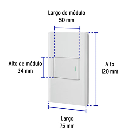 Placa armada blanca 1 interruptor 1.5 módulos, Lisboa