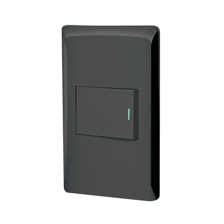 Placa armada negra 1 interruptor 1.5 modulos Lisboa