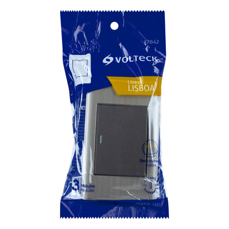 Placa armada acero inox 1 interruptor 3 modulos Lisboa