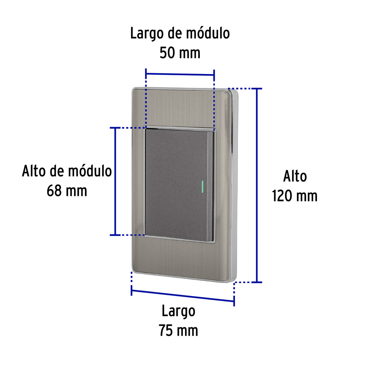 Placa armada acero inox 1 interruptor 3 modulos Lisboa