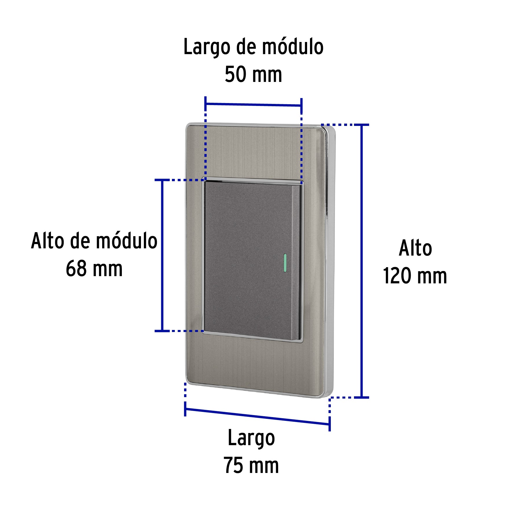 Placa armada acero inox 1 interruptor 3 modulos Lisboa