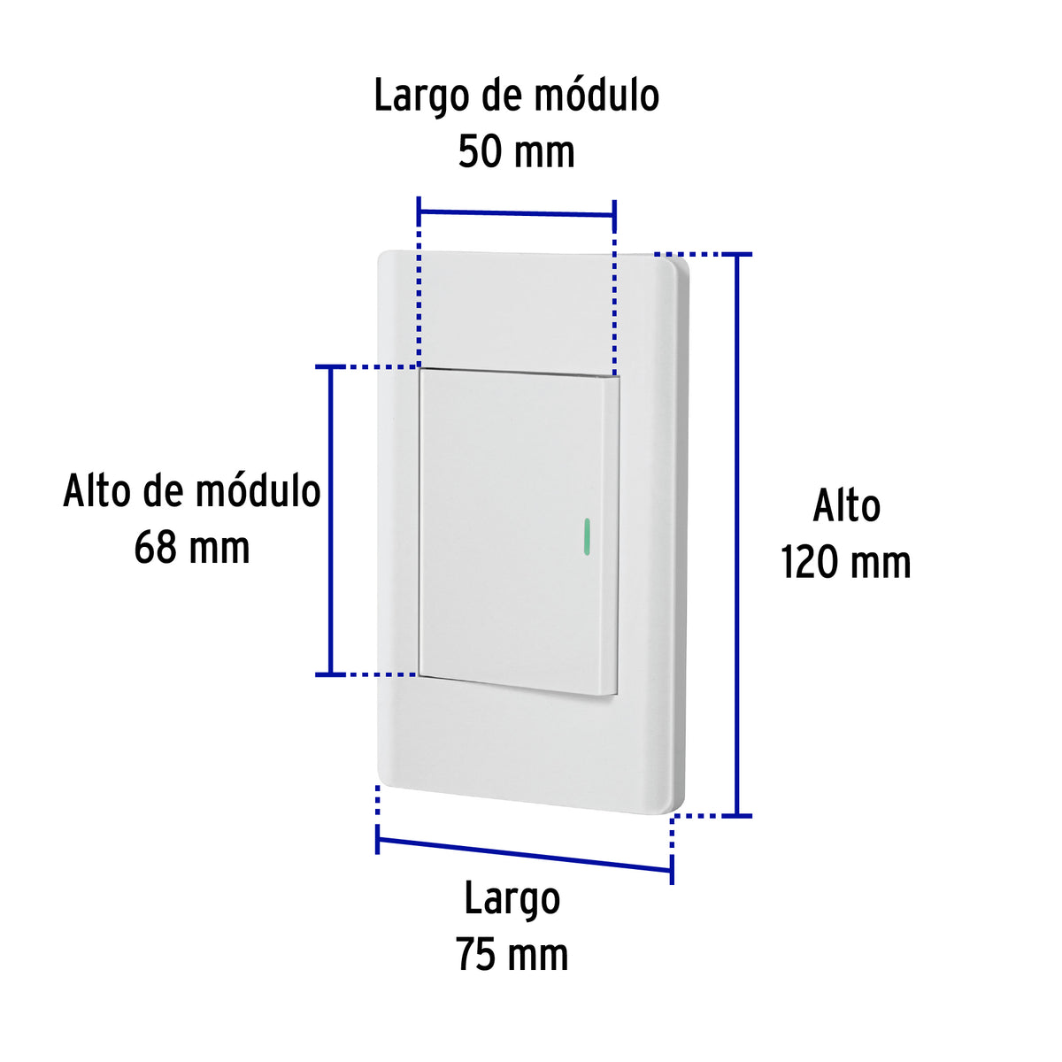 Placa armada blanca 1 interruptor 3 módulos, Lisboa, Volteck