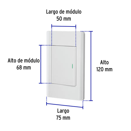 Placa armada blanca 1 interruptor 3 módulos, Lisboa, Volteck