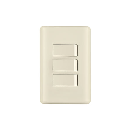 Placa armada 3 interruptores, marfil, Volteck