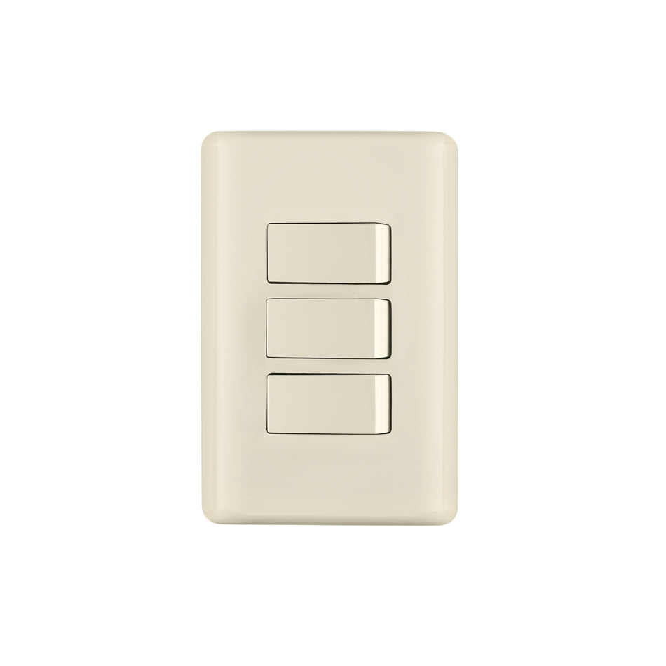 Placa armada 3 interruptores, marfil, Volteck