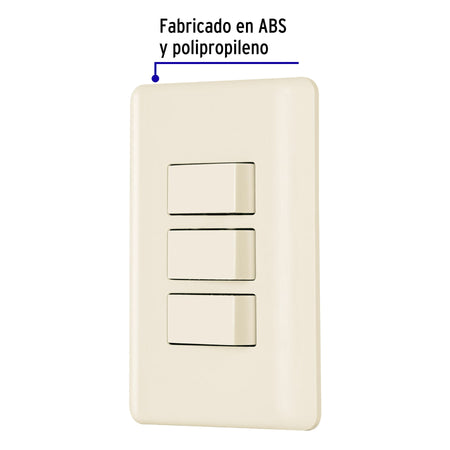 Placa armada 3 interruptores, marfil, Volteck