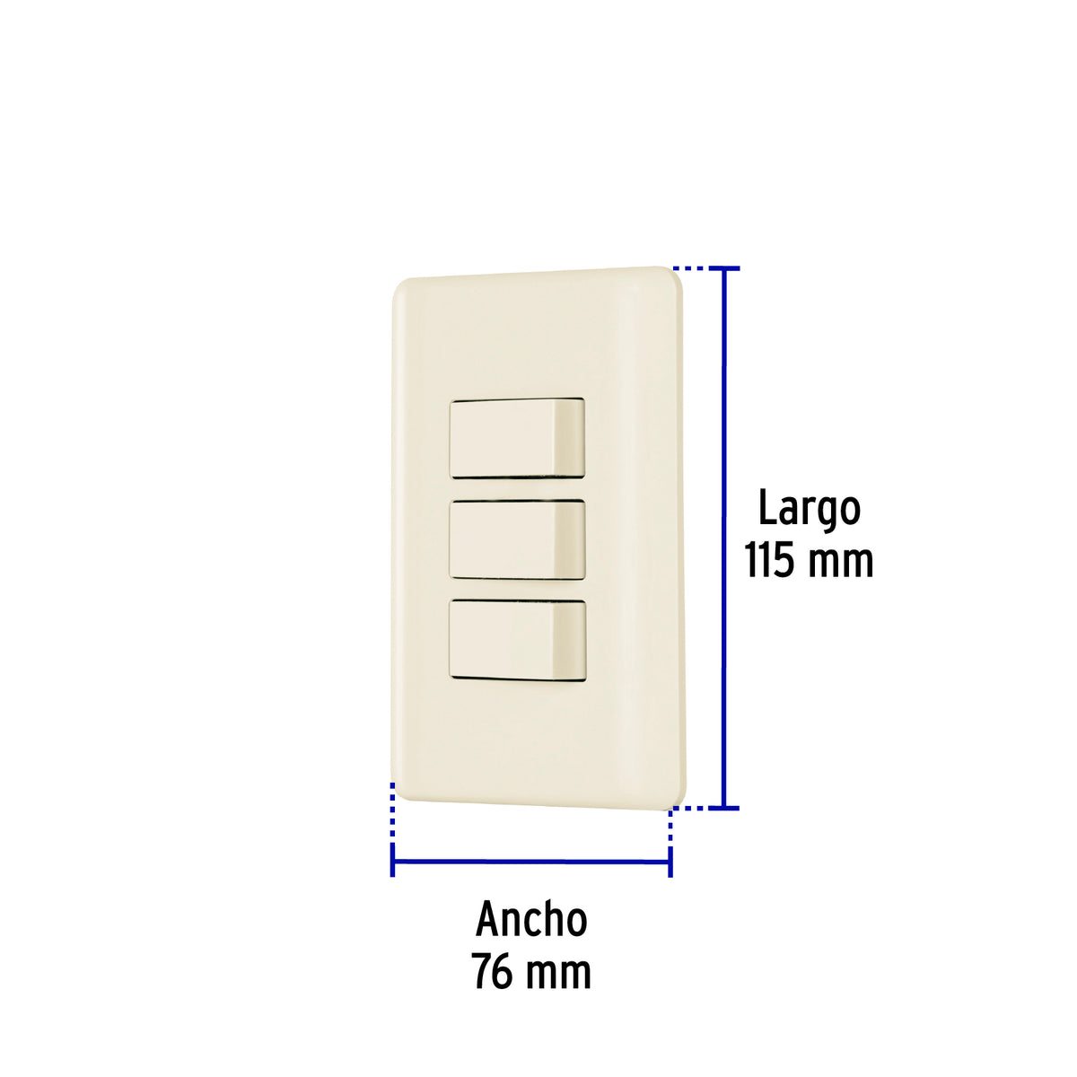 Placa armada 3 interruptores, marfil, Volteck