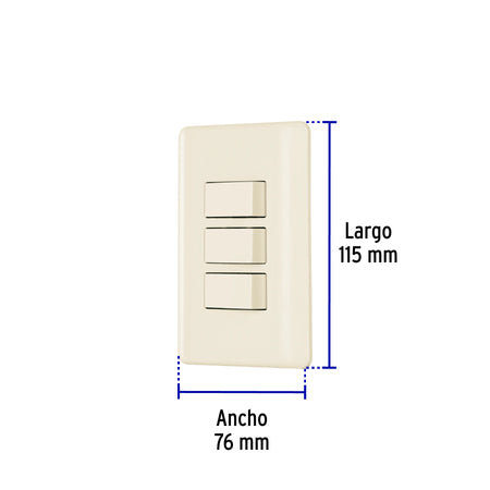 Placa armada 3 interruptores, marfil, Volteck
