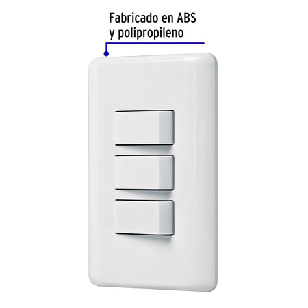 Placa armada con 3 interruptores sencillos, Volteck Basic
