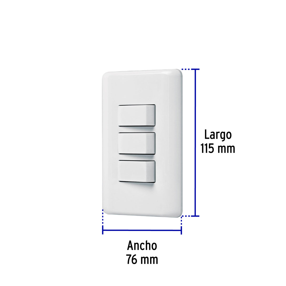 Placa armada con 3 interruptores sencillos, Volteck Basic
