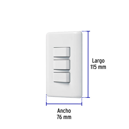 Placa armada con 3 interruptores sencillos, Volteck Basic