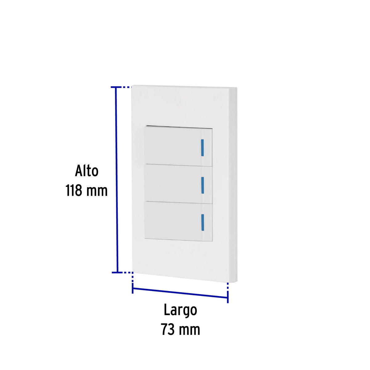 Placa armada 3 interruptores 1de 3vías,1 mod,Española,blanco