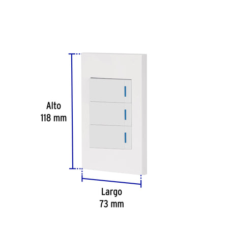 Placa armada 3 interruptores 1de 3vías,1 mod,Española,blanco