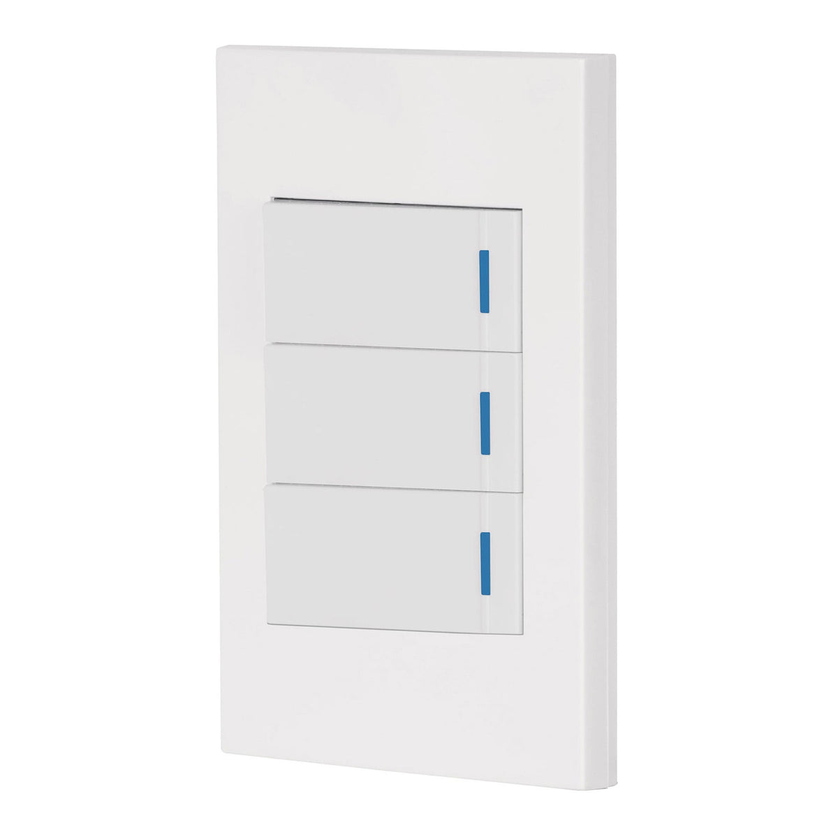 Placa armada 3 interruptores 1de 3vías,1 mod,Española,blanco