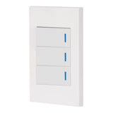 Placa armada 3 interruptores 1de 3vías,1 mod,Española,blanco