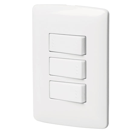 Placa armada 2 interruptores 1escalera blanco,línea Italiana