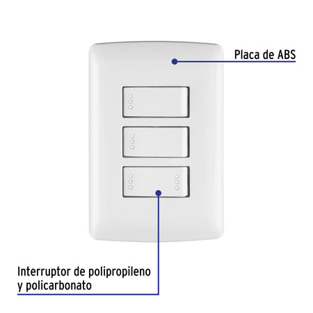 Placa armada 2 interruptores 1escalera blanco,línea Italiana