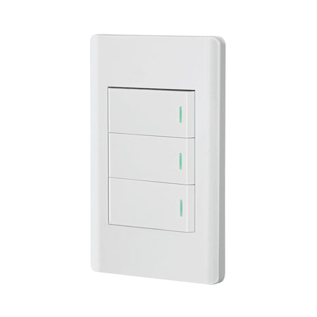 Placa armada blanca 2 interruptores 1 de 3 vías 1 mód,Lisboa
