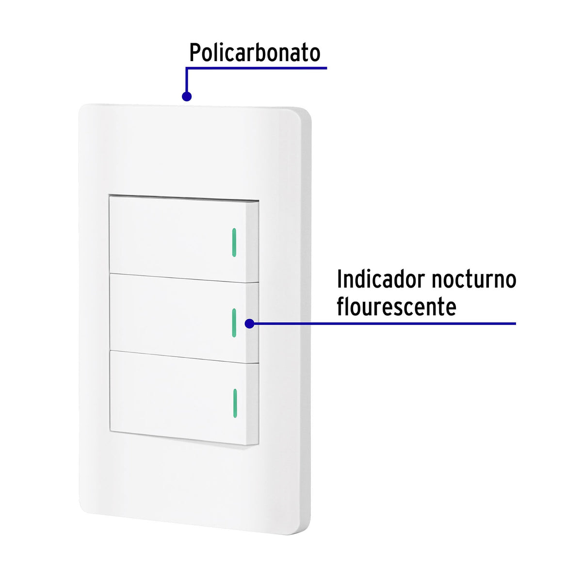 Placa armada blanca 2 interruptores 1 de 3 vías 1 mód,Lisboa