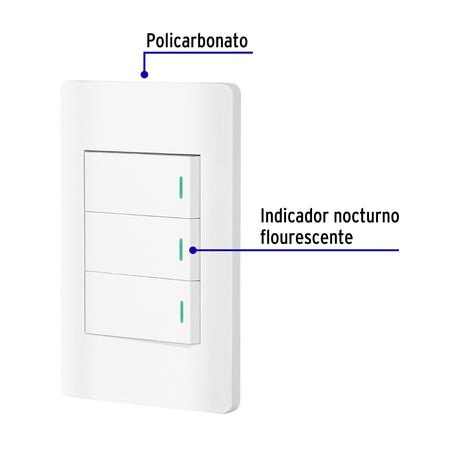 Placa armada blanca 2 interruptores 1 de 3 vías 1 mód,Lisboa