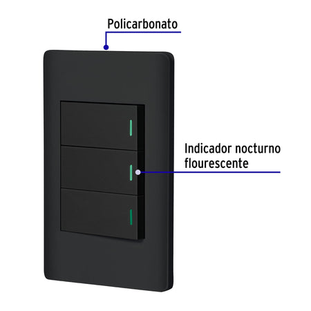 Placa armada negra 2 interruptores 1 de 3 vías 1 mód, Lisboa