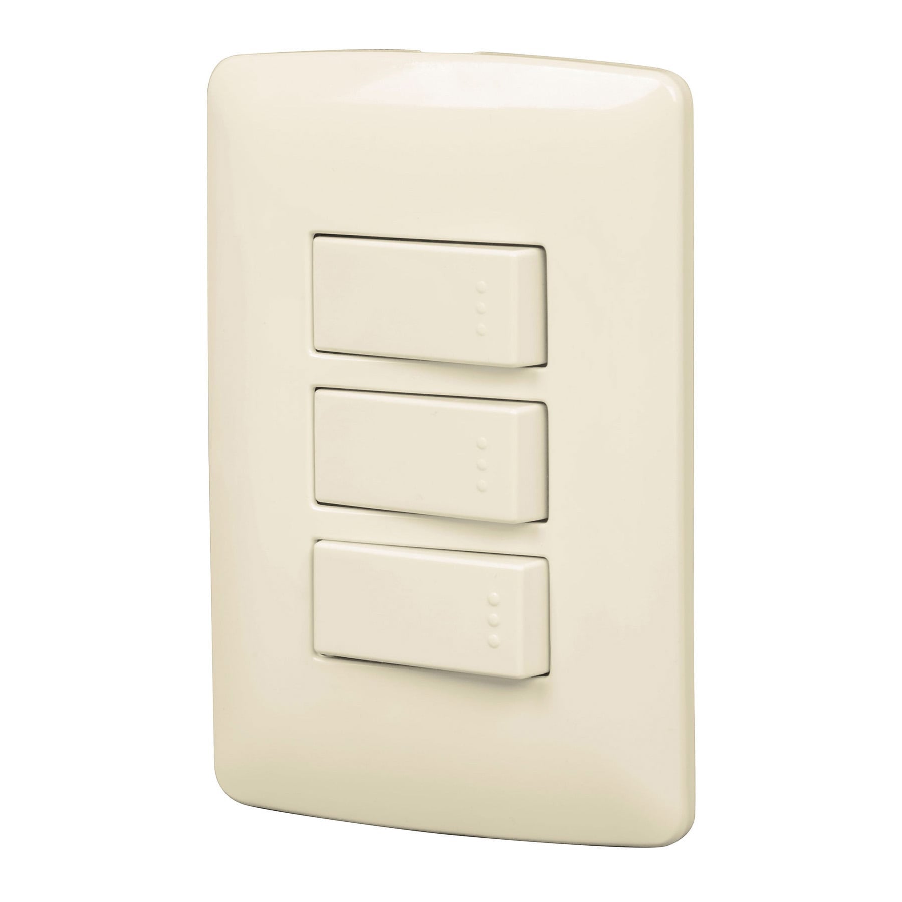 Placa armada 3 interruptores sencillos,madera,línea Italiana