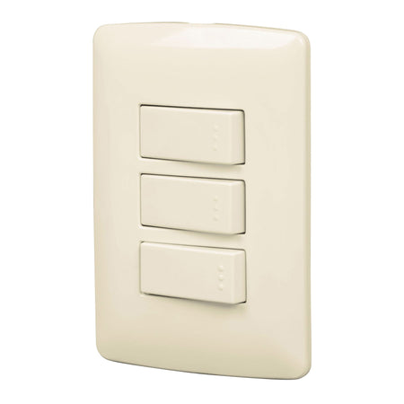 Placa armada 3 interruptores sencillos,madera,línea Italiana