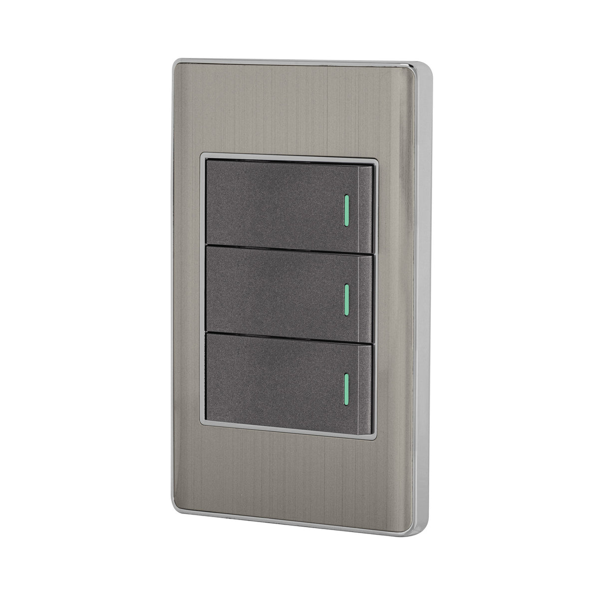 Placa armada acero inox 3 interruptores 1 modulo Lisboa