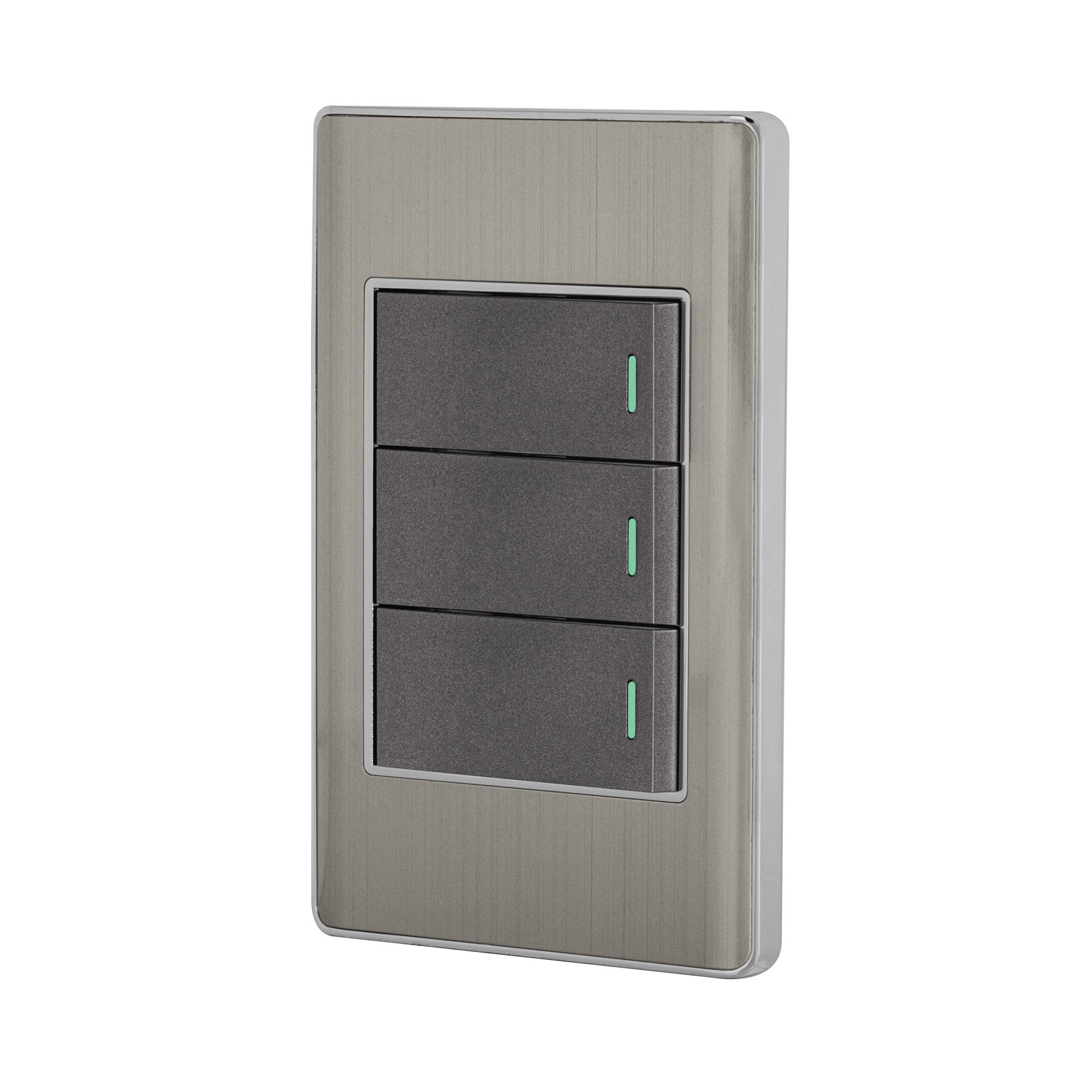 Placa armada acero inox 3 interruptores 1 modulo Lisboa