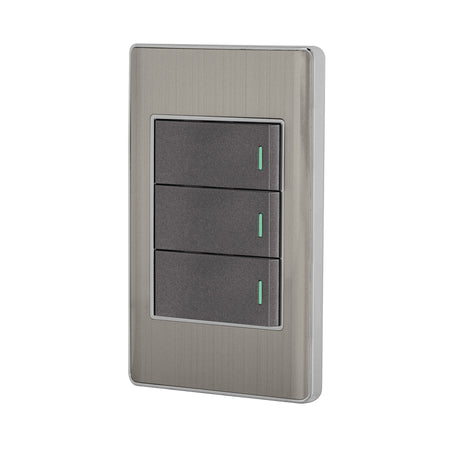 Placa armada acero inox 3 interruptores 1 modulo Lisboa