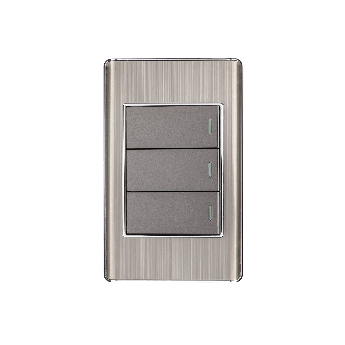 Placa armada acero inox 3 interruptores 1 modulo Lisboa