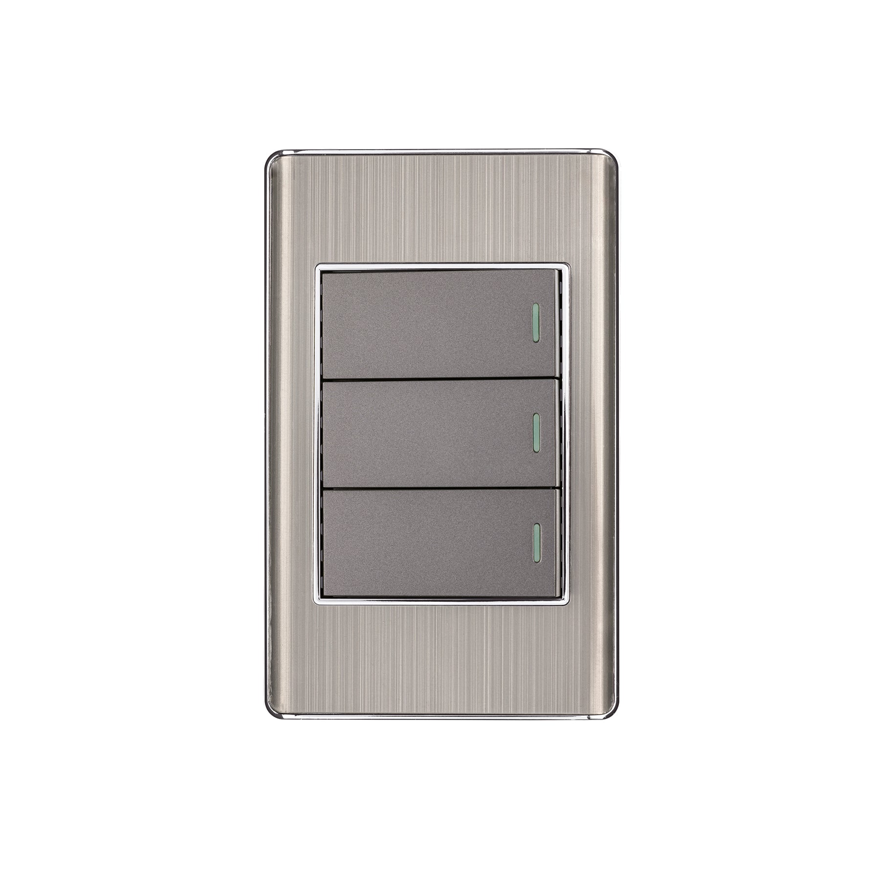 Placa armada acero inox 3 interruptores 1 modulo Lisboa