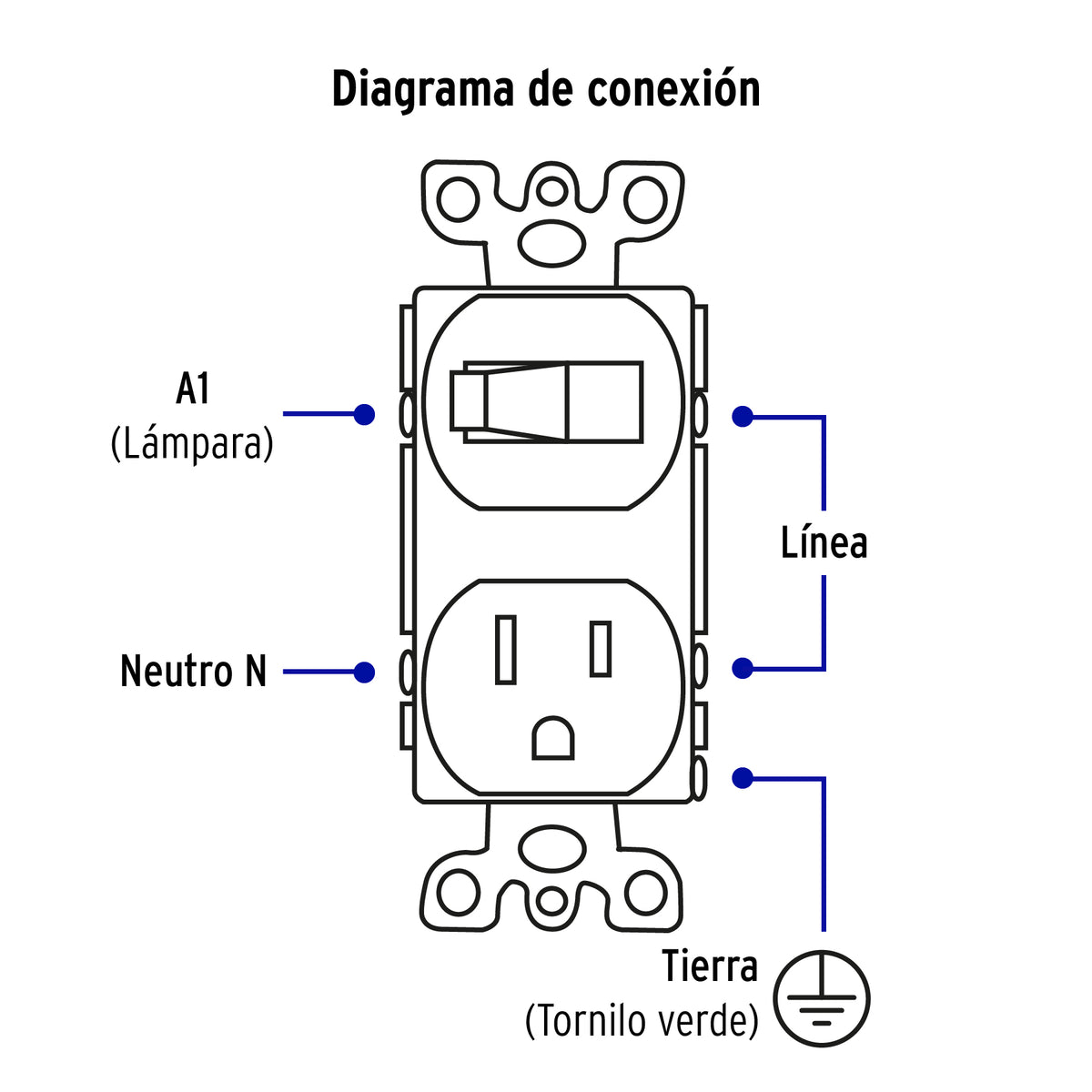 Placa armada interruptor y contacto, línea Standard,aluminio