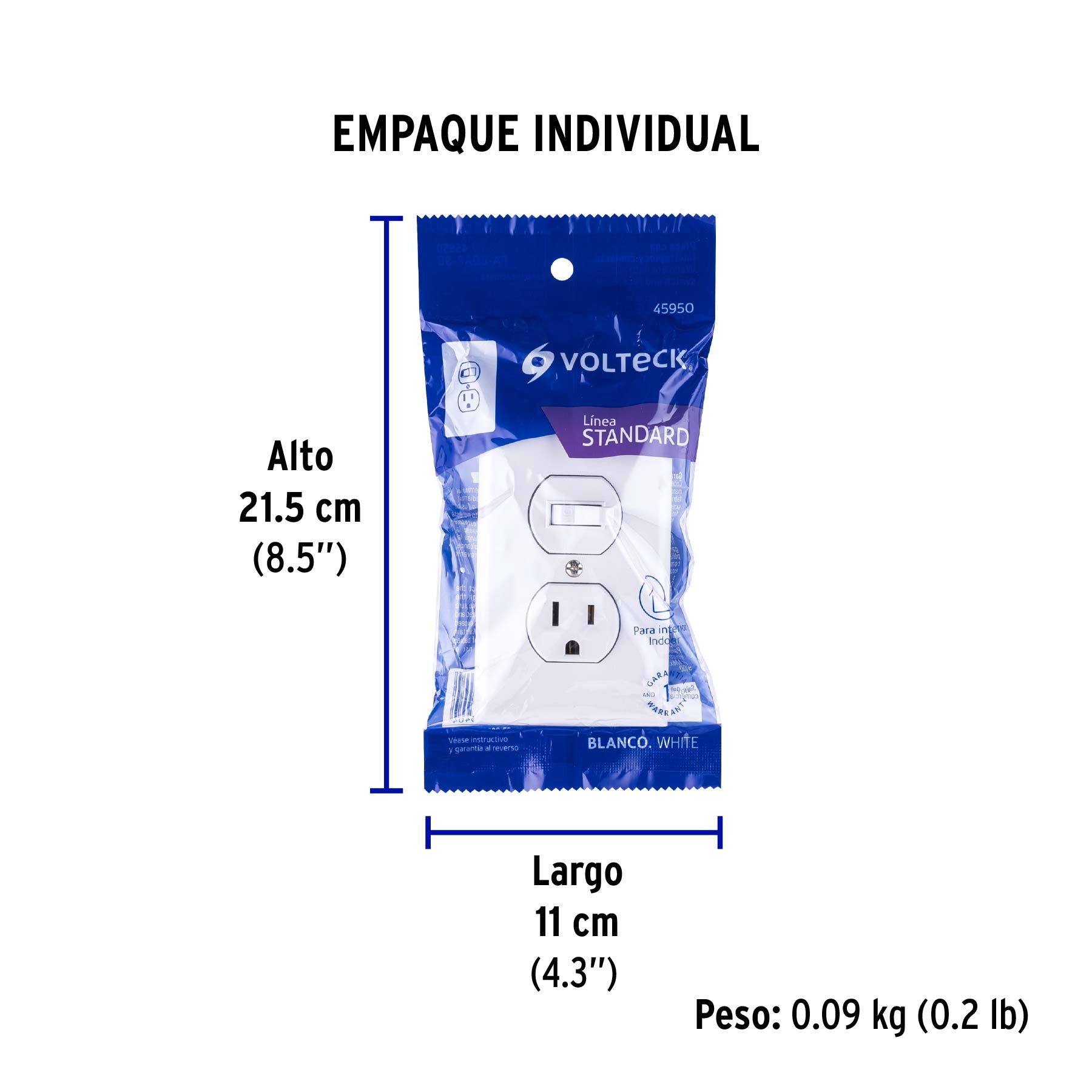 Placa armada interruptor y contacto linea Standard blanco