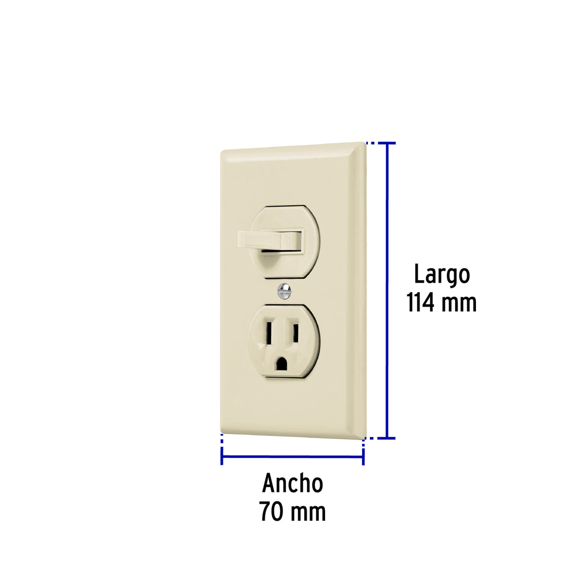 Placa armada interruptor y contacto, línea Standard, marfil